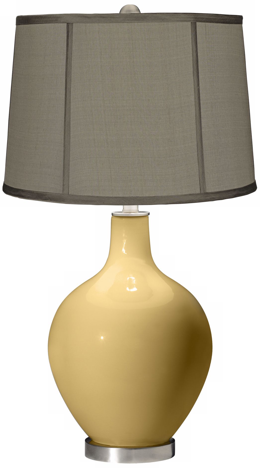 Humble Gold Gray Dupioni Silk Shade Ovo Table Lamp