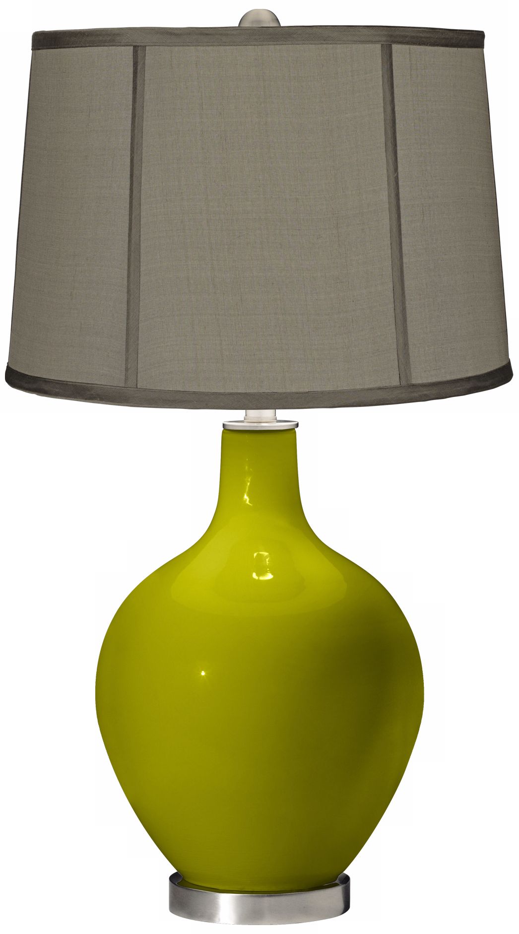 Olive Green Gray Dupioni Silk Shade Ovo Table Lamp
