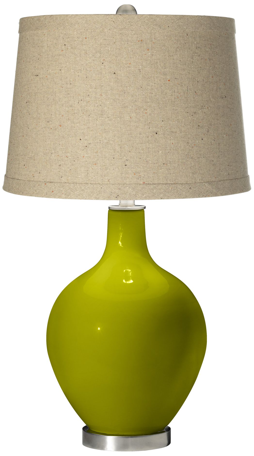 Olive Green Oatmeal Linen Shade Ovo Table Lamp