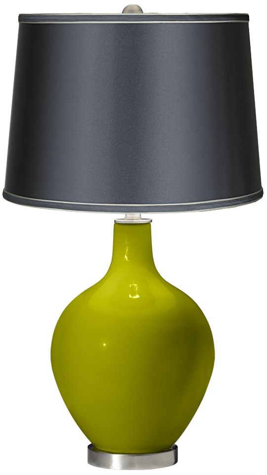 Olive Green - Satin Dark Gray Shade Ovo Table Lamp