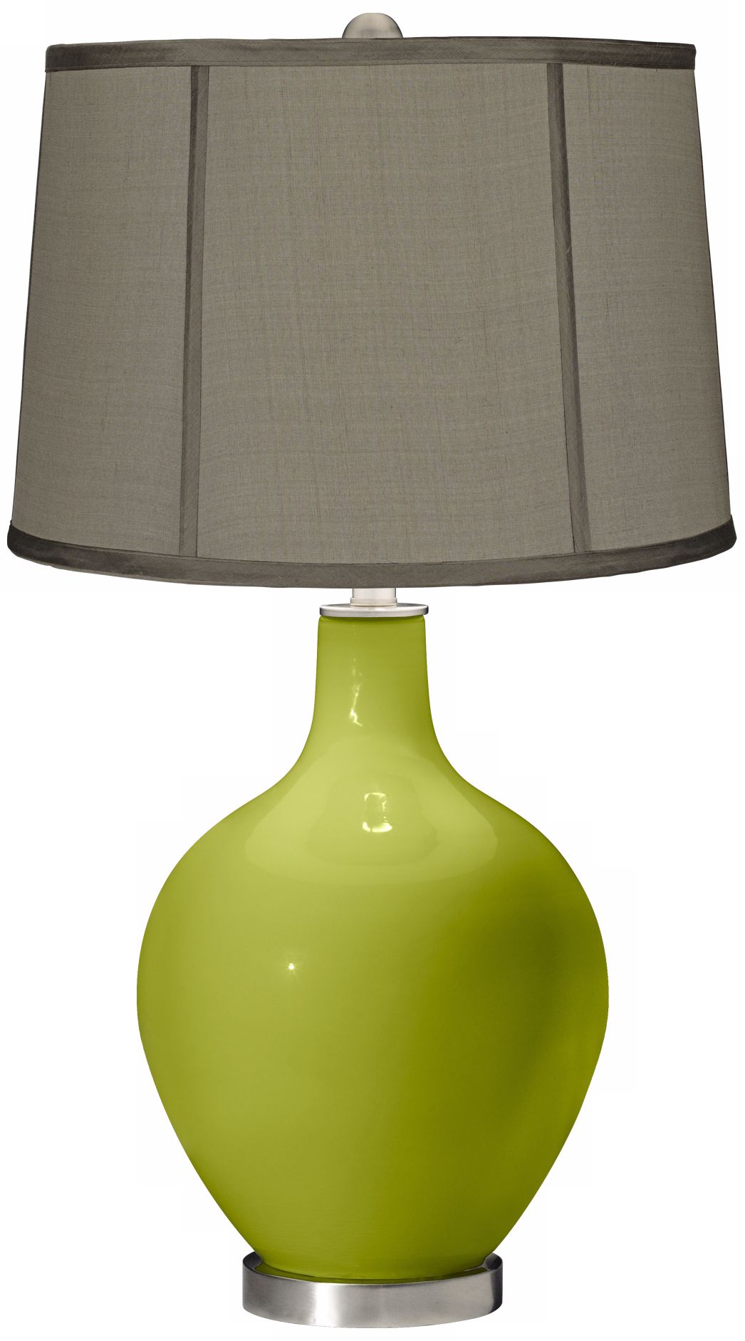 Parakeet Gray Dupioni Silk Shade Ovo Table Lamp