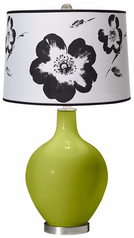 Parakeet Black and White Flower Shade Ovo Table Lamp