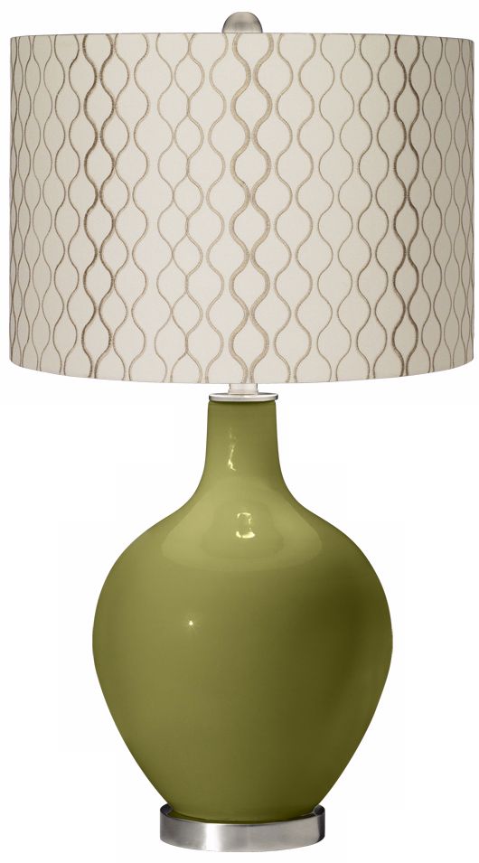 Rural Green Embroidered Hourglass Ovo Table Lamp