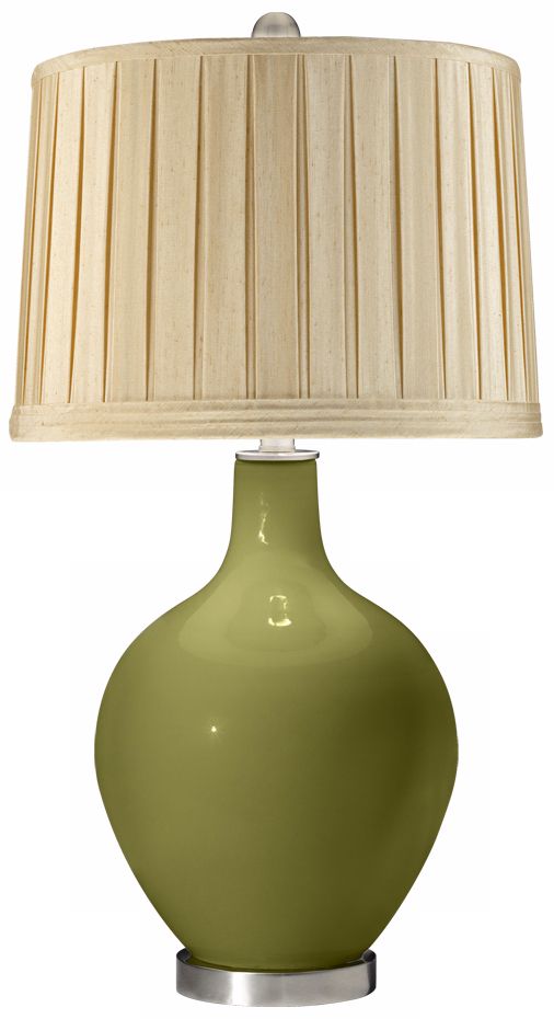 Rural Green Silken Cream Shade Ovo Table Lamp