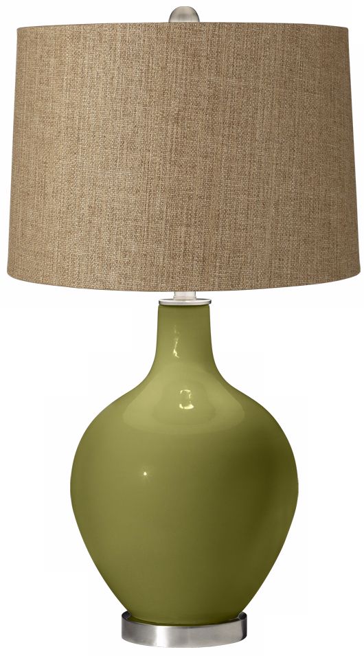 Rural Green Tan Woven Ovo Table Lamp