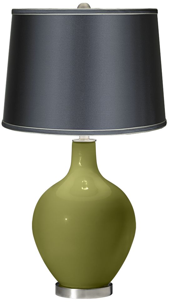 Rural Green - Satin Dark Gray Shade Ovo Table Lamp