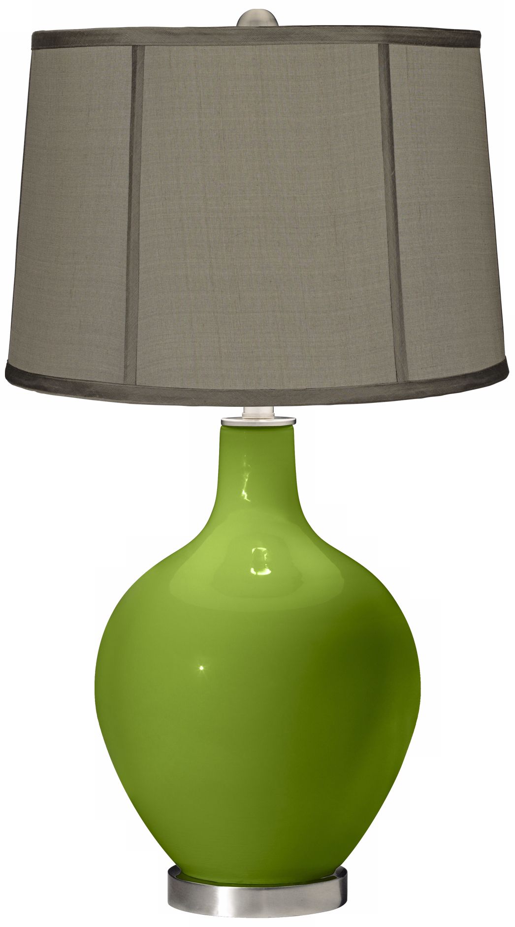 Gecko Gray Dupioni Silk Shade Ovo Table Lamp