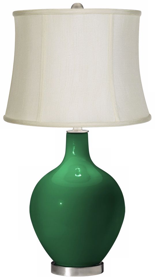 Greens Creme Fabric Drum Ovo Table Lamp