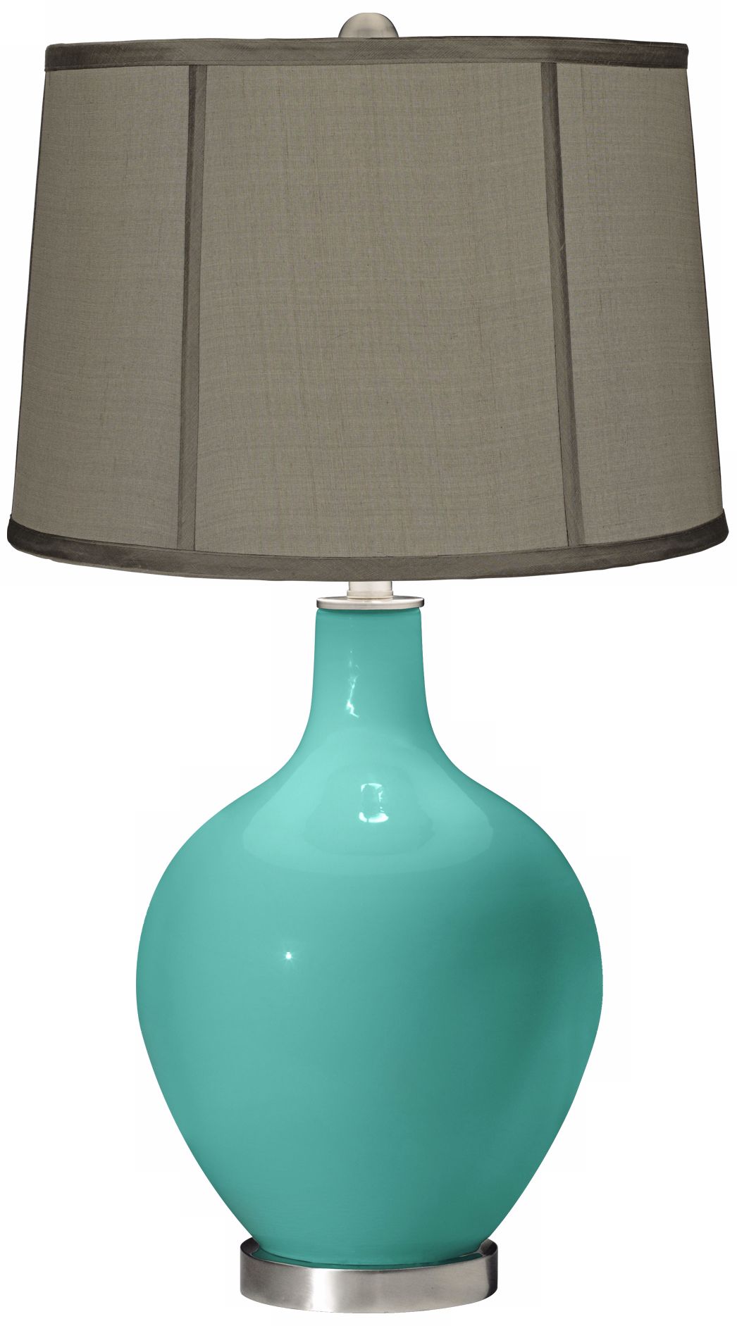 Synergy Gray Dupioni Silk Shade Ovo Table Lamp