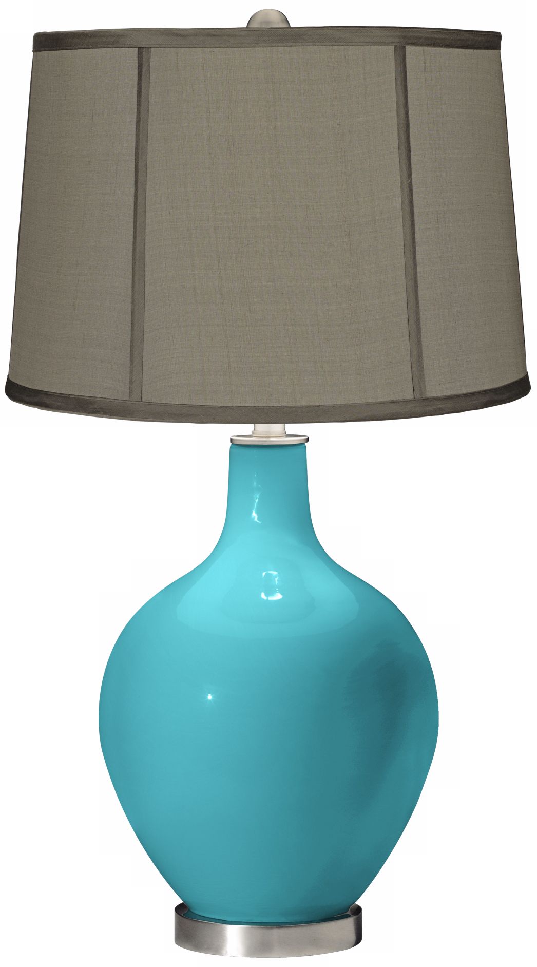 Surfer Blue Gray Dupioni Silk Shade Ovo Table Lamp