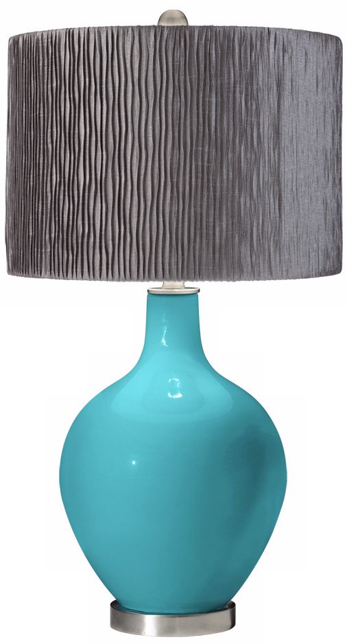 Surfer Blue Morell Silver Pleat Shade Ovo Table Lamp