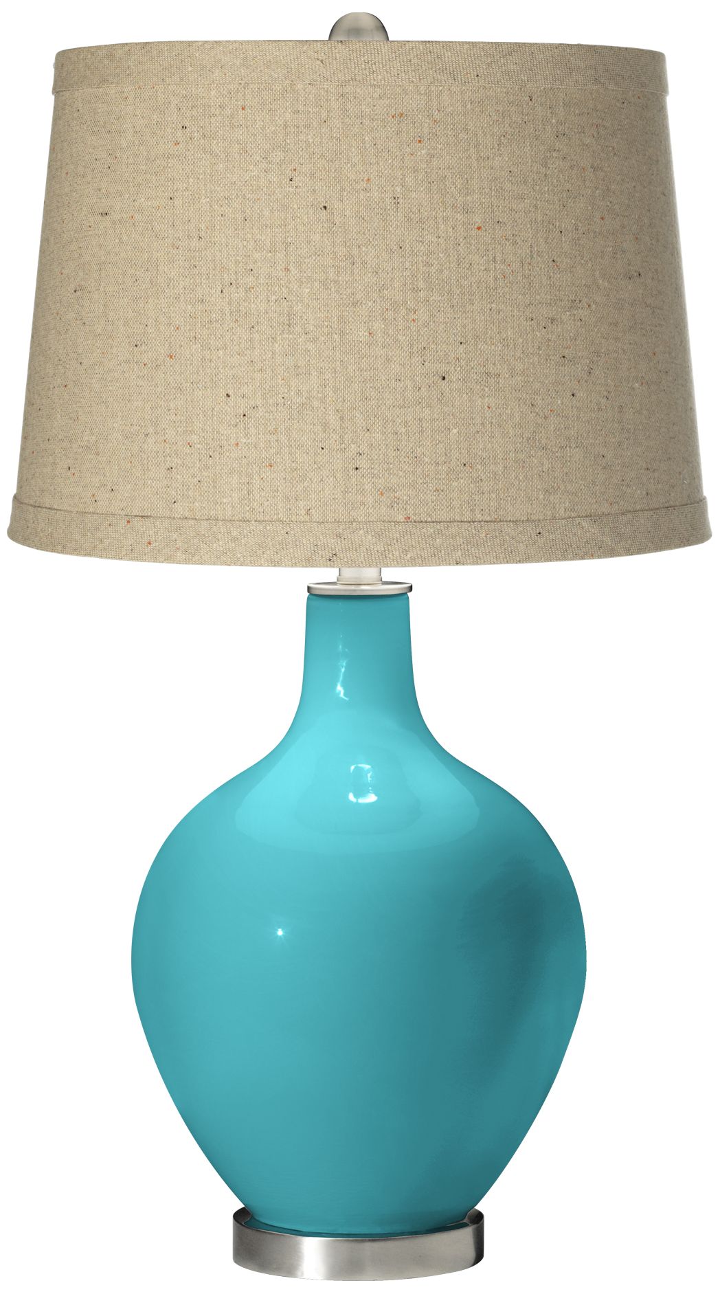 Surfer Blue Oatmeal Linen Shade Ovo Table Lamp