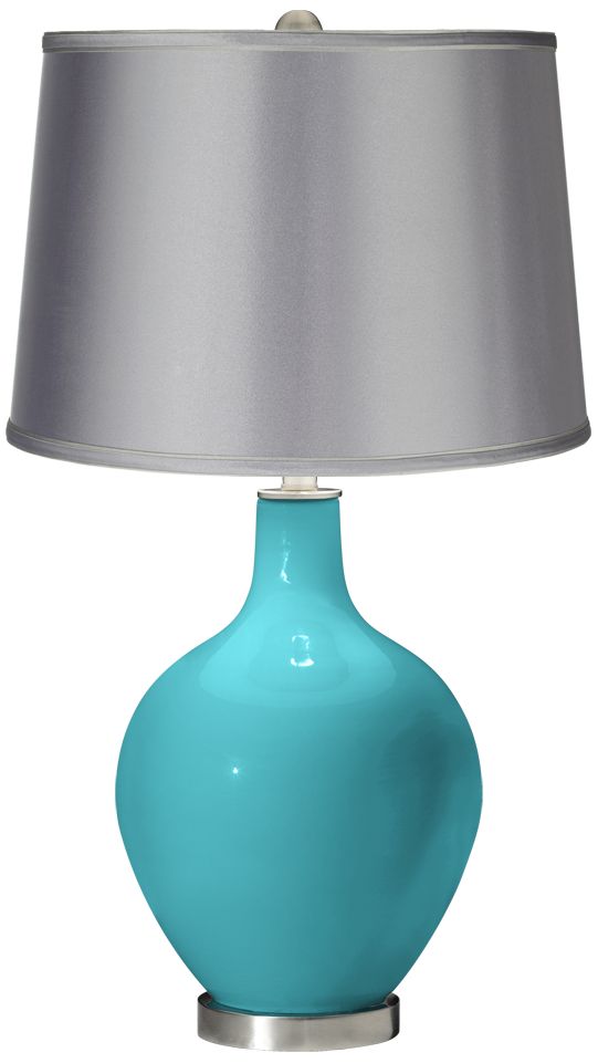 Surfer Blue - Satin Light Gray Shade Ovo Table Lamp