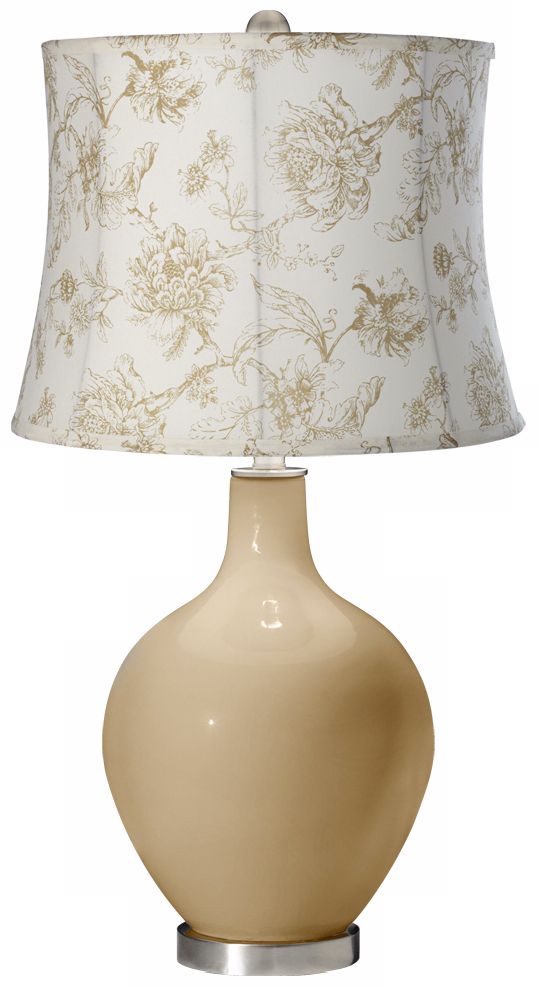 Colonial Tan English Floral Shade Ovo Table Lamp