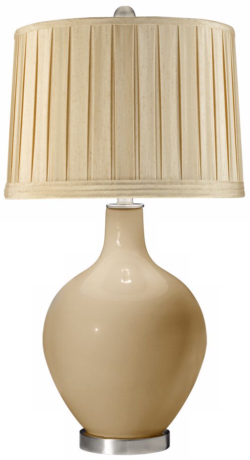 Colonial Tan Silken Cream Shade Ovo Table Lamp