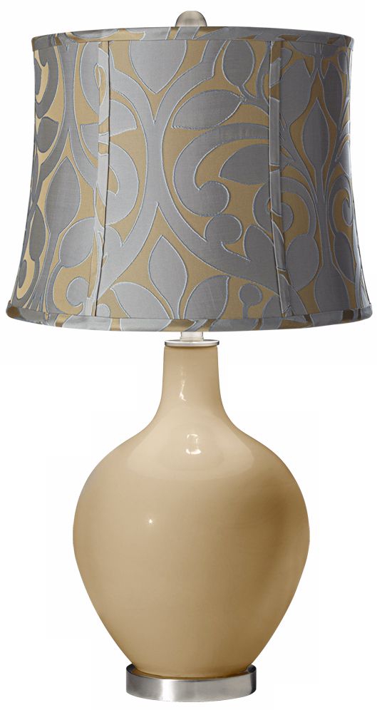 Colonial Tan Lillian Floral Ovo Table Lamp
