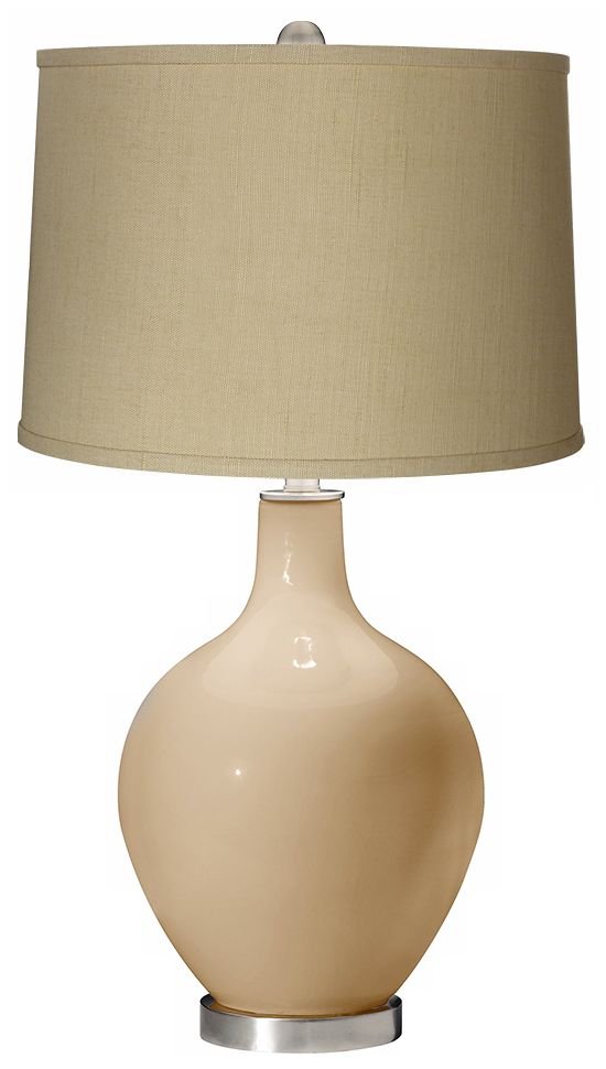 Colonial Tan Herbal Linen Shade Ovo Table Lamp