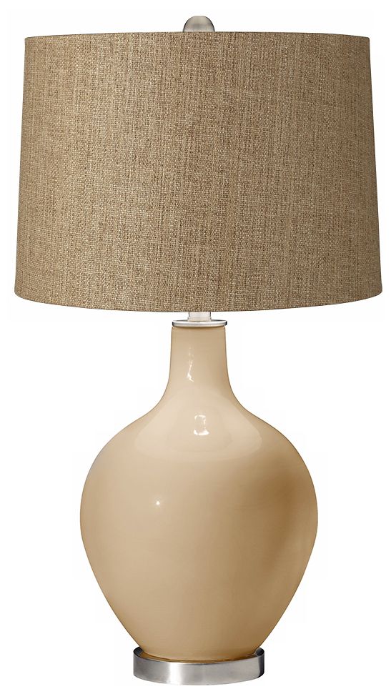 Colonial Tan Tan Woven Ovo Table Lamp