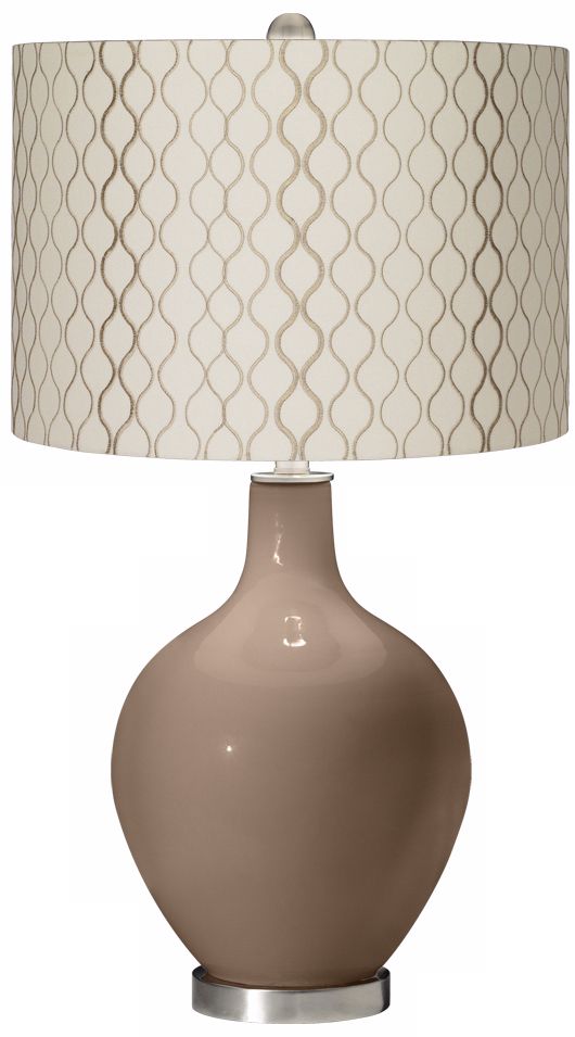 Mocha Embroidered Hourglass Ovo Table Lamp
