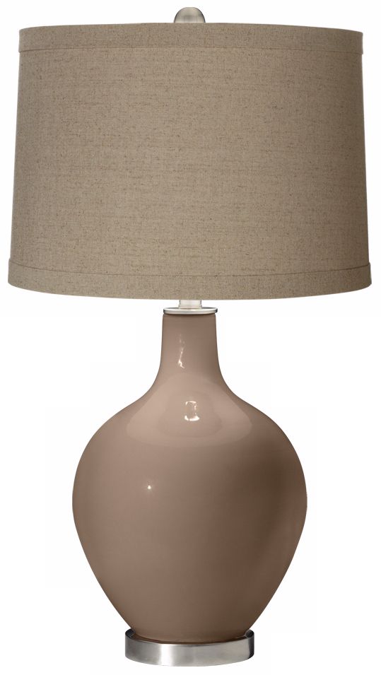 Mocha Natural Linen Shade Ovo Table Lamp