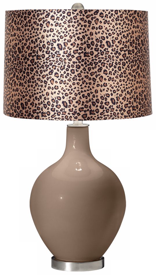 Mocha Leopard Print Ovo Table Lamp