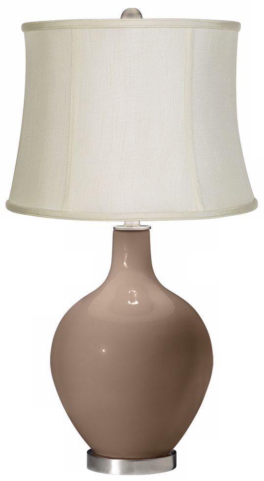 Mocha Creme Fabric Drum Ovo Table Lamp