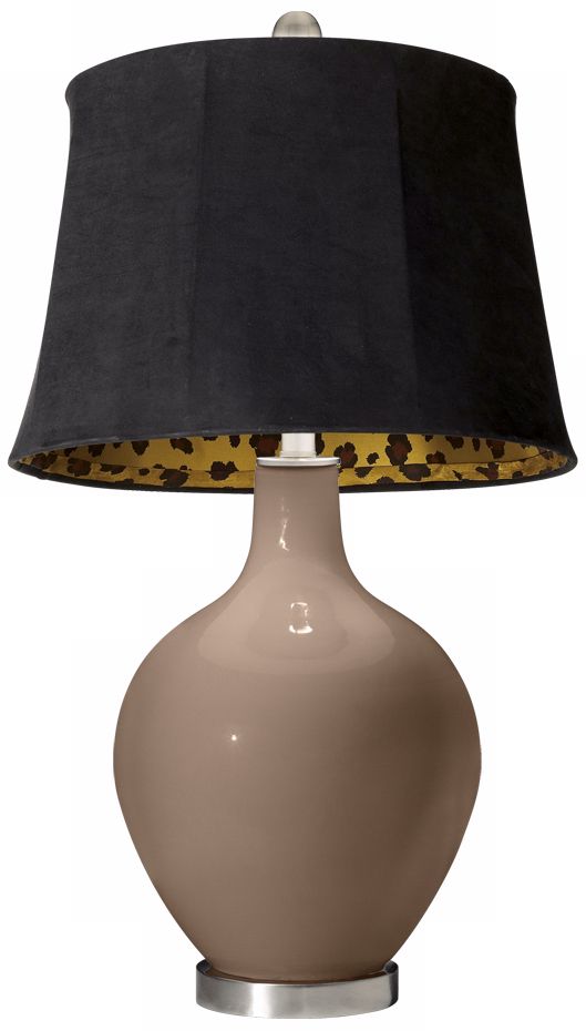 Mocha Black Faux Suede Shade Ovo Table Lamp