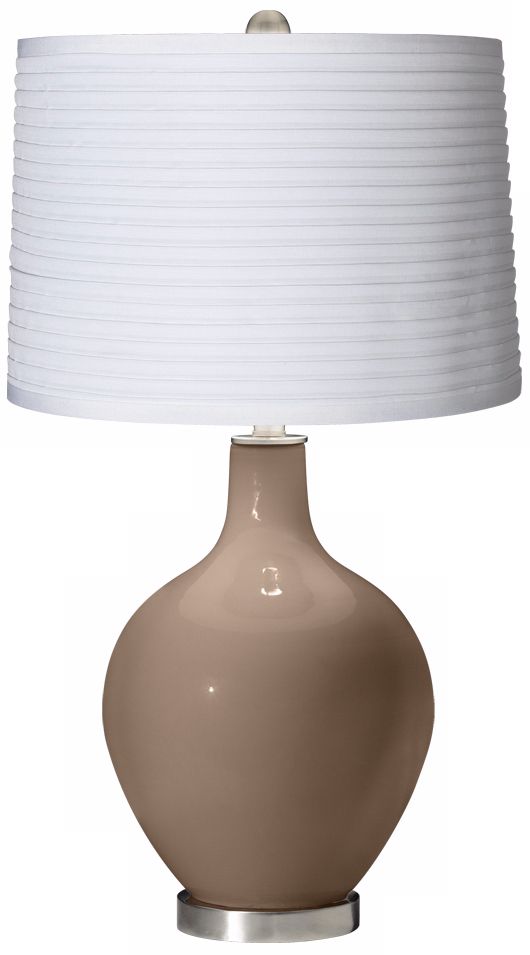 Mocha White Pleated Shade Ovo Table Lamp