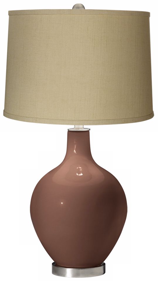 Rugged Brown Herbal Linen Shade Ovo Table Lamp