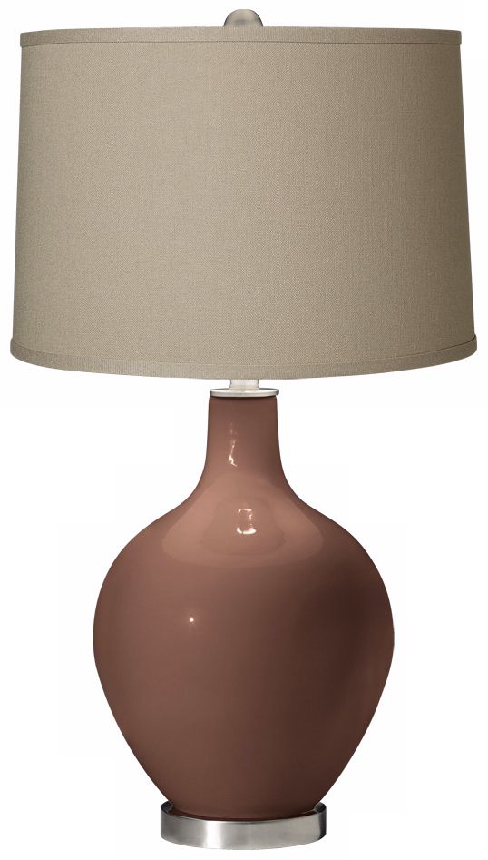 Rugged Brown Fog Linen Shade Ovo Table Lamp