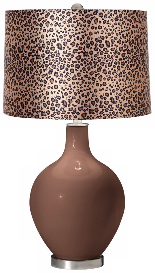 Rugged Brown Leopard Print Ovo Table Lamp