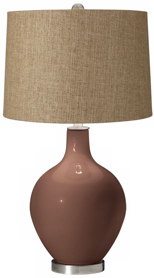 Rugged Brown Tan Woven Ovo Table Lamp