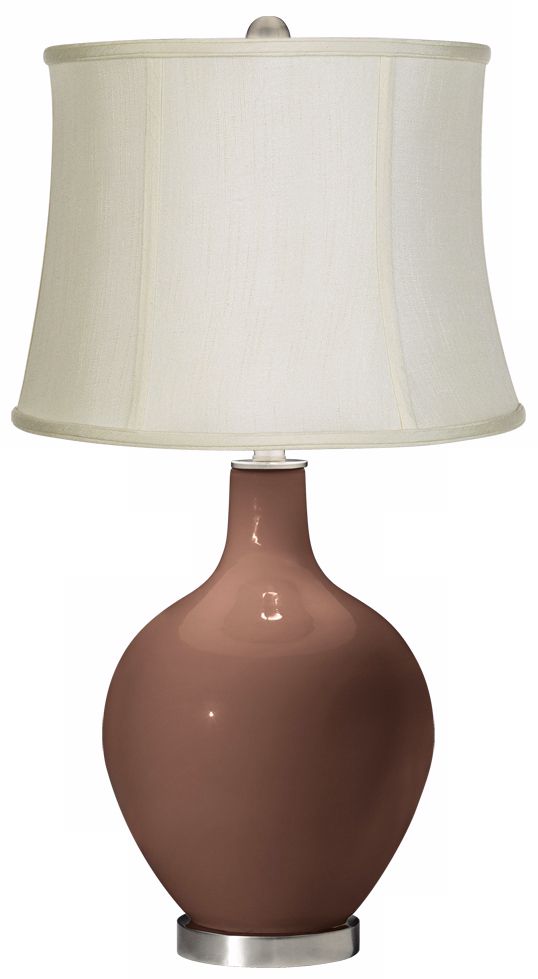 Rugged Brown Creme Fabric Drum Ovo Table Lamp
