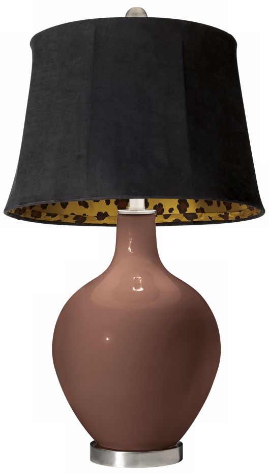 Rugged Brown Black Faux Suede Shade Ovo Table Lamp