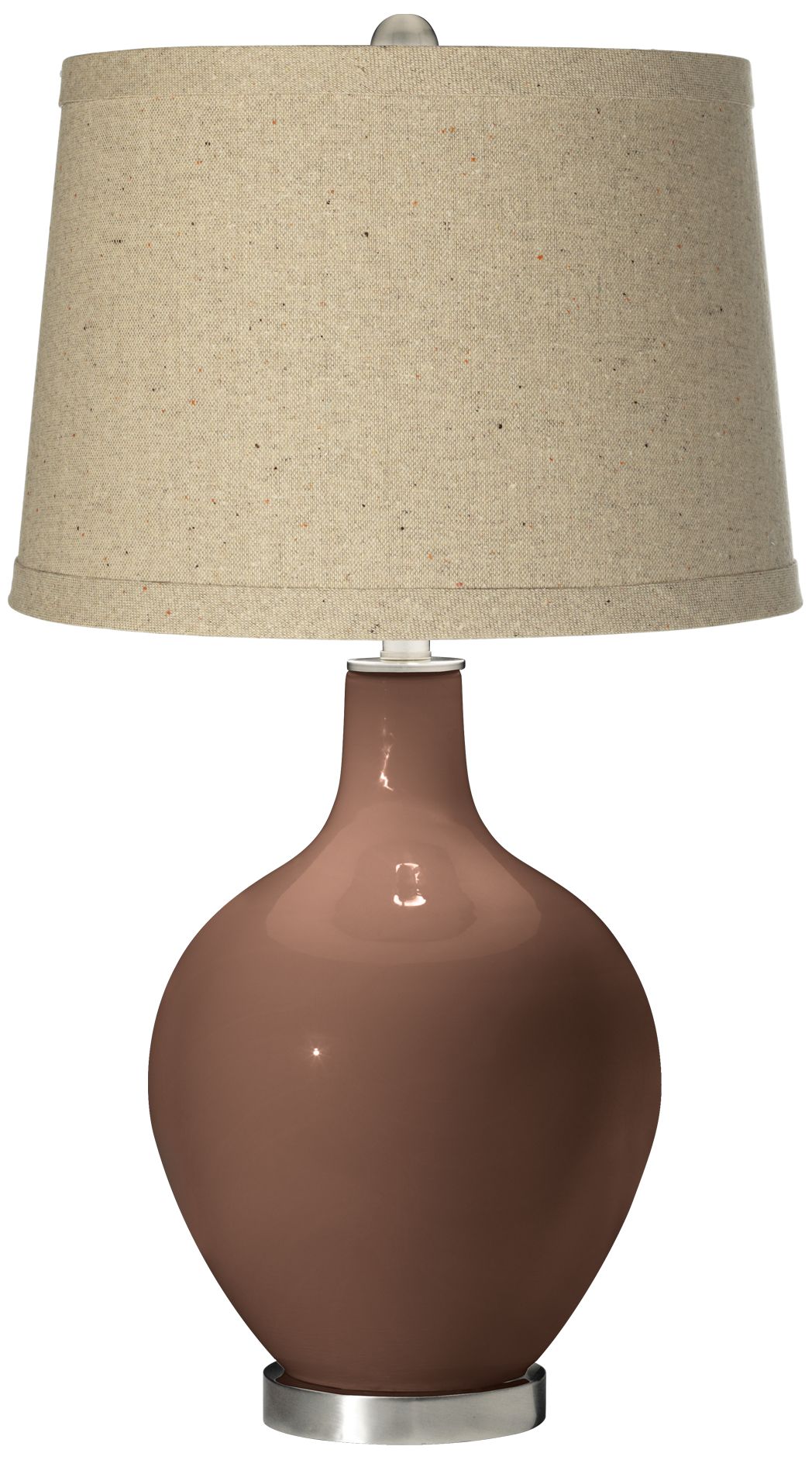 Rugged Brown Oatmeal Linen Shade Ovo Table Lamp