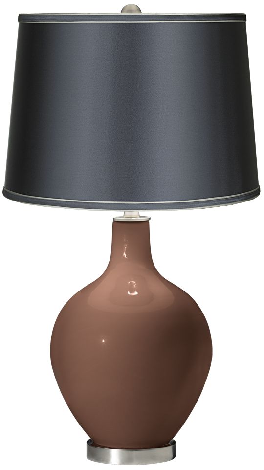 Rugged Brown - Satin Dark Gray Shade Ovo Table Lamp