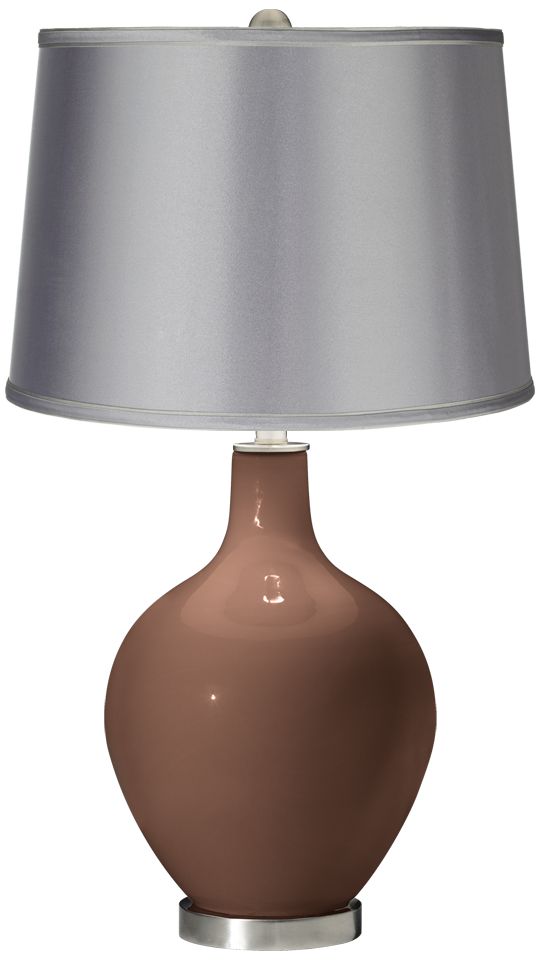 Rugged Brown - Satin Light Gray Shade Ovo Table Lamp