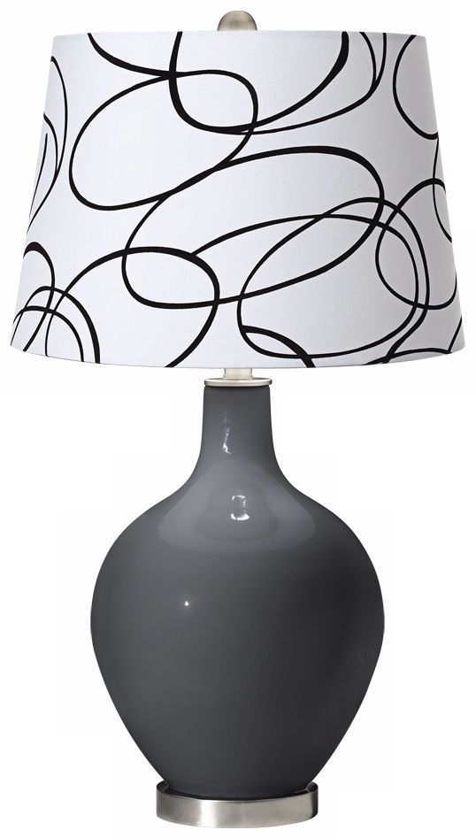 Black of Night Squiggle Shade Ovo Table Lamp