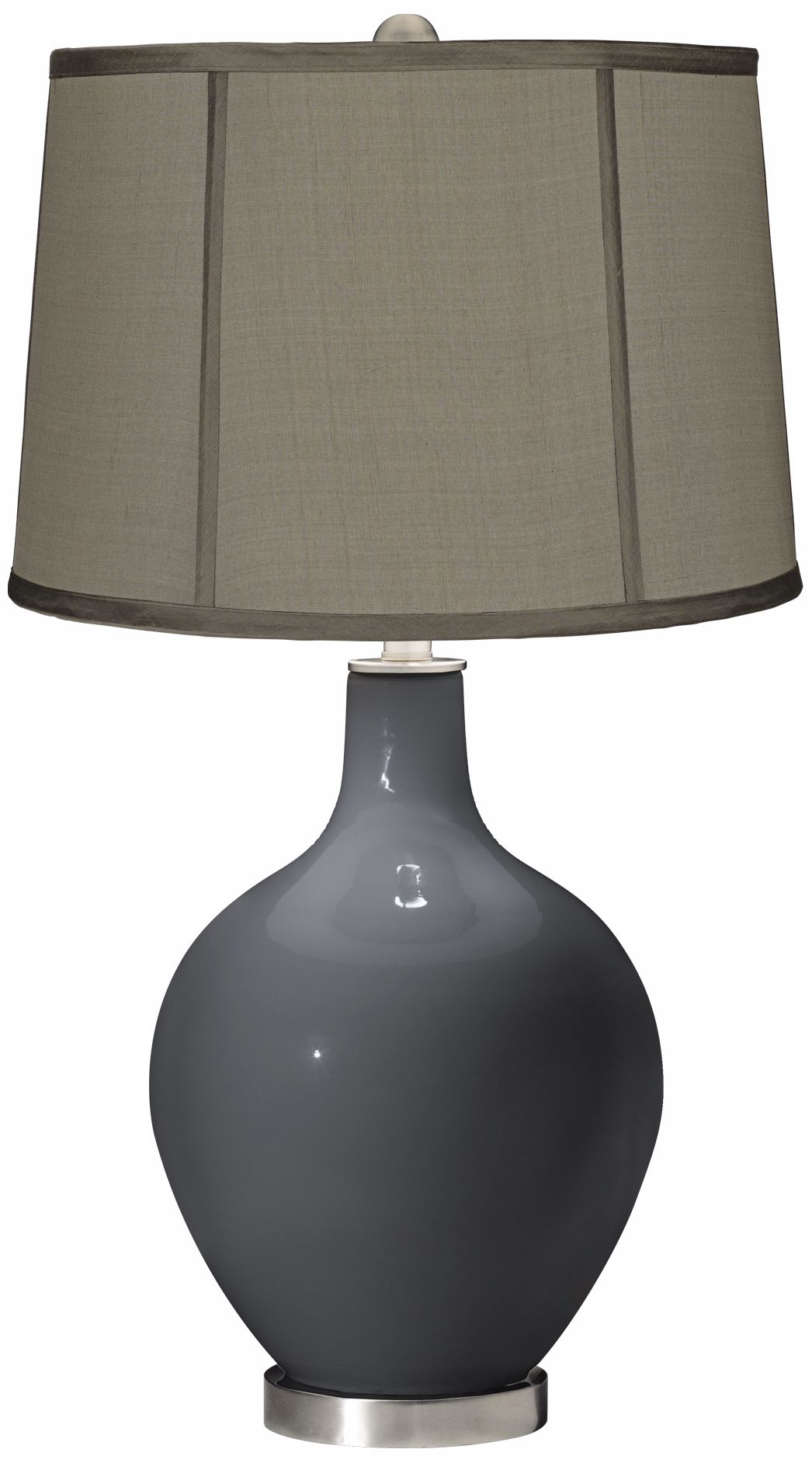 Black of Night Gray Dupioni Silk Shade Ovo Table Lamp
