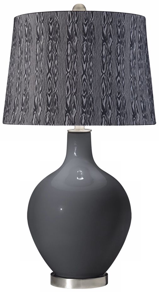Black of Night Wood Print Shade Ovo Table Lamp