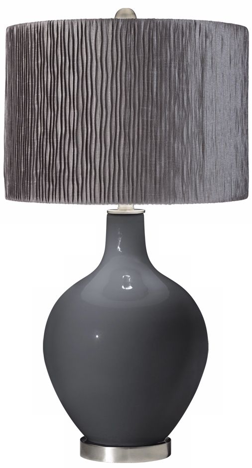Black of Night Morell Silver Pleat Shade Ovo Table Lamp
