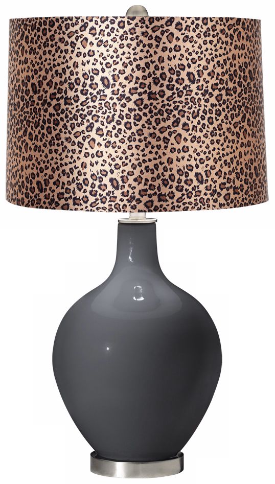 Black of Night Leopard Print Ovo Table Lamp