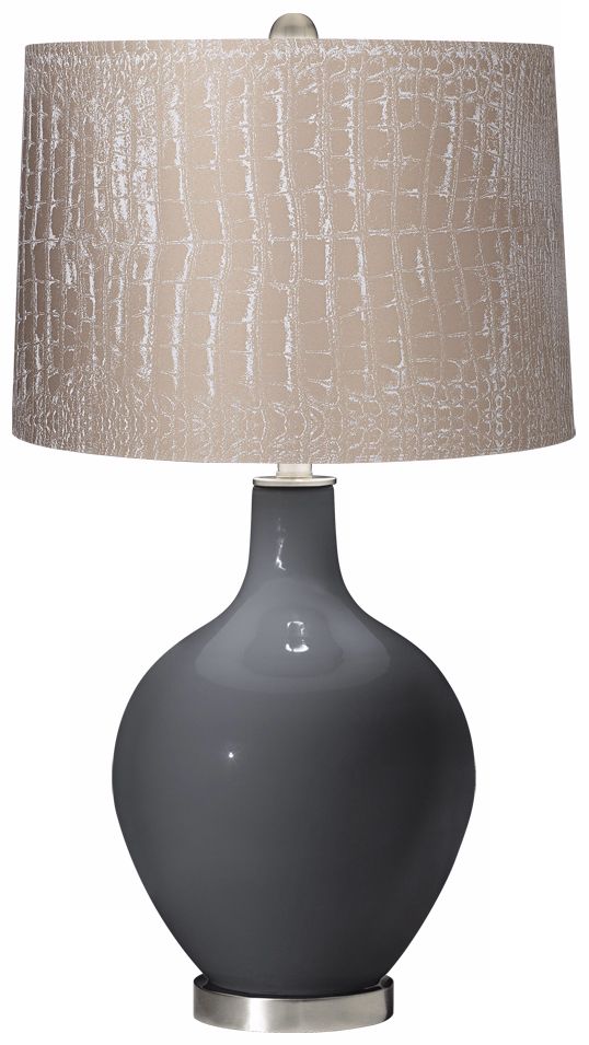 Black of Night Mock Croc Shade Ovo Table Lamp