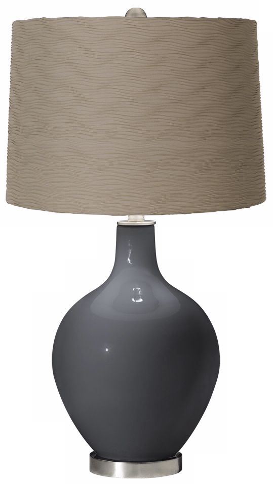 Black of Night Taupe Wave Pleat Ovo Table Lamp