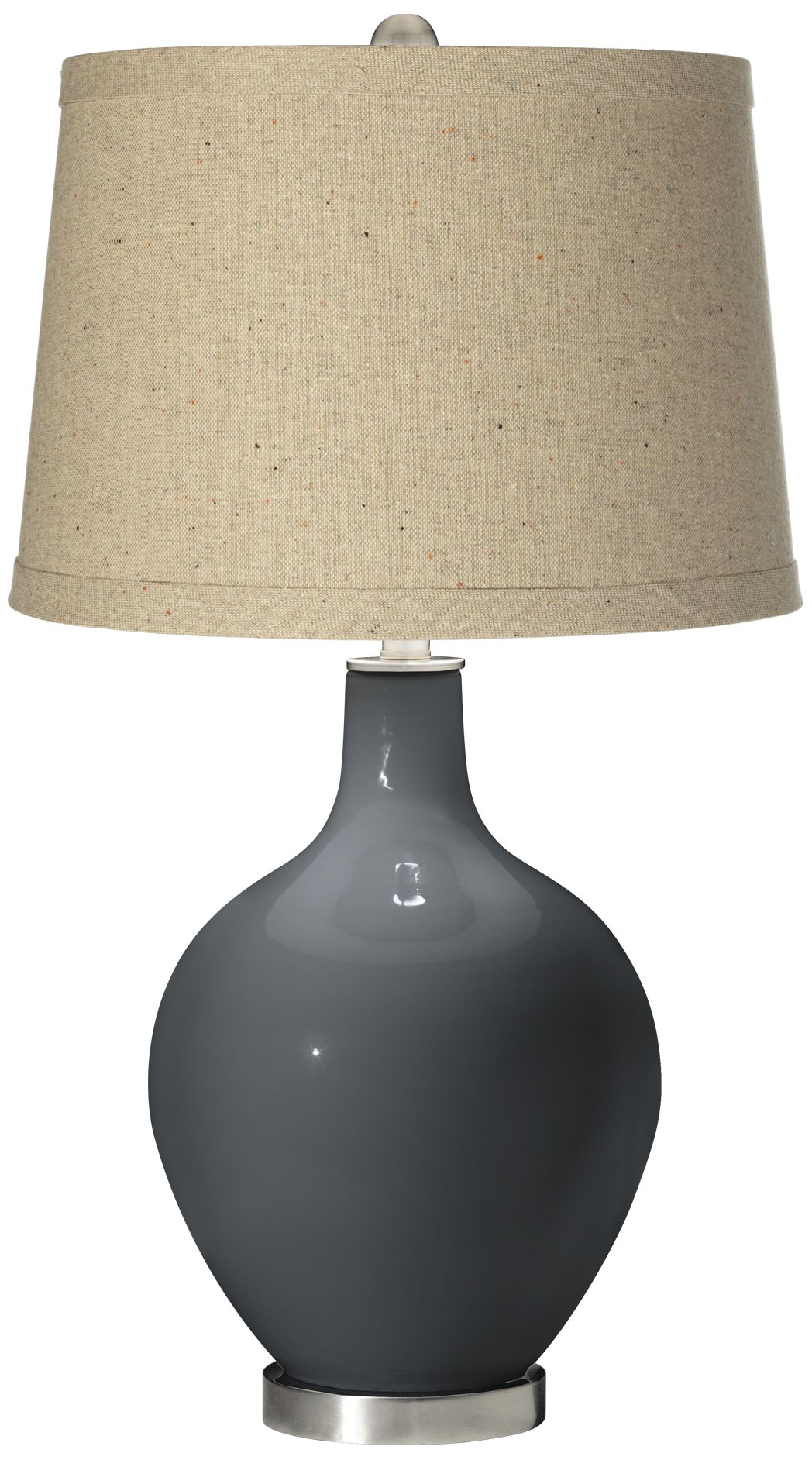 Black of Night Oatmeal Linen Shade Ovo Table Lamp