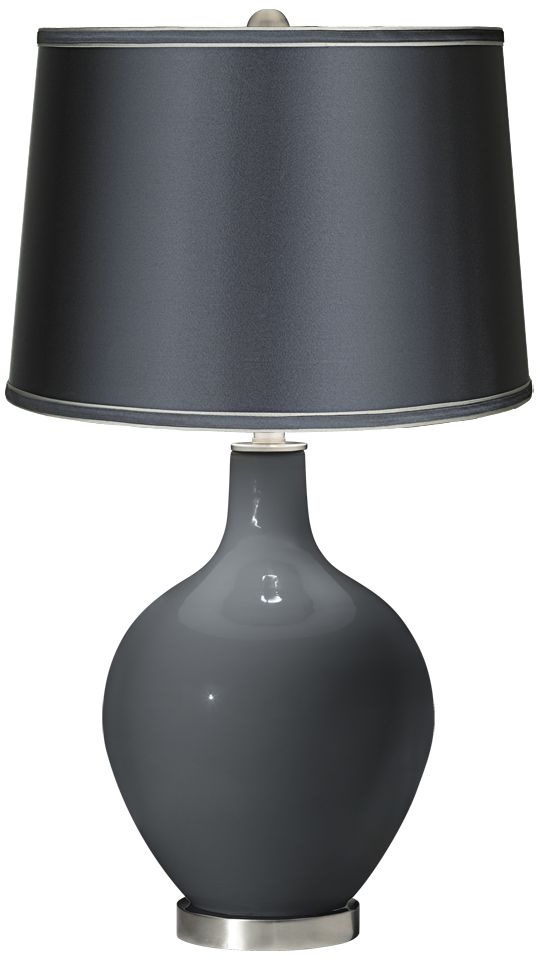 Black of Night - Satin Dark Gray Shade Ovo Table Lamp