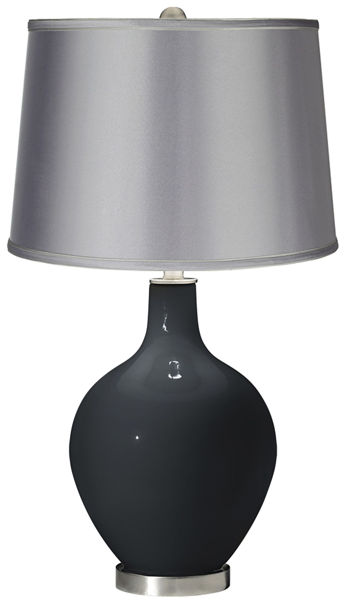 Black of Night - Satin Light Gray Shade Ovo Table Lamp