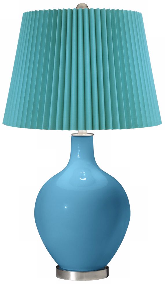 Jamaica Bay Turquoise Pleat Ovo Table Lamp