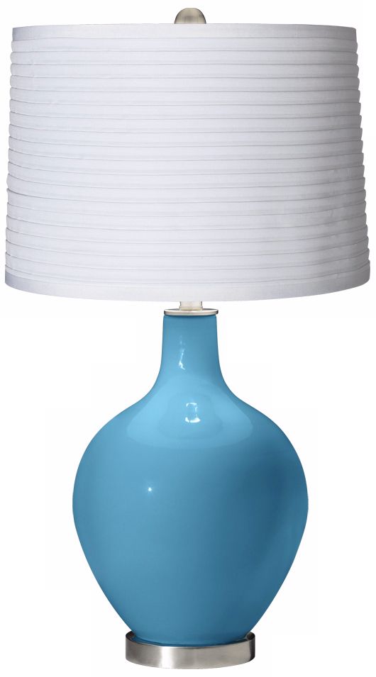 Jamaica Bay White Pleated Shade Ovo Table Lamp