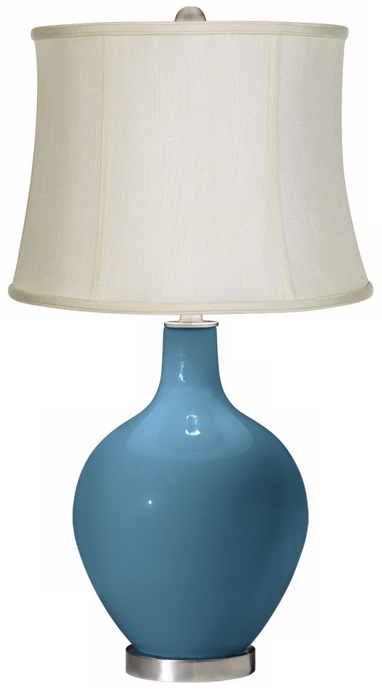 Great Falls Creme Fabric Drum Ovo Table Lamp
